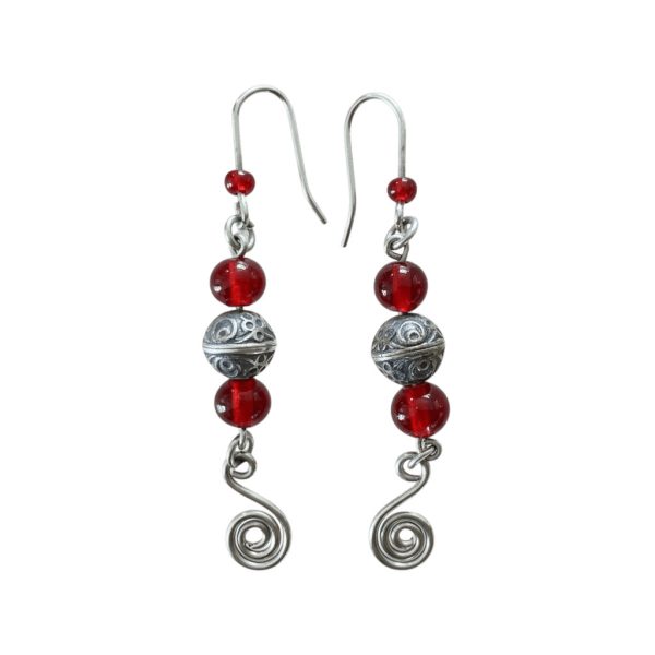Handcrafted Metal & Red Beads