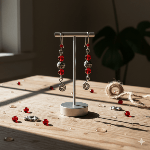 Handcrafted Metal & Red Beads