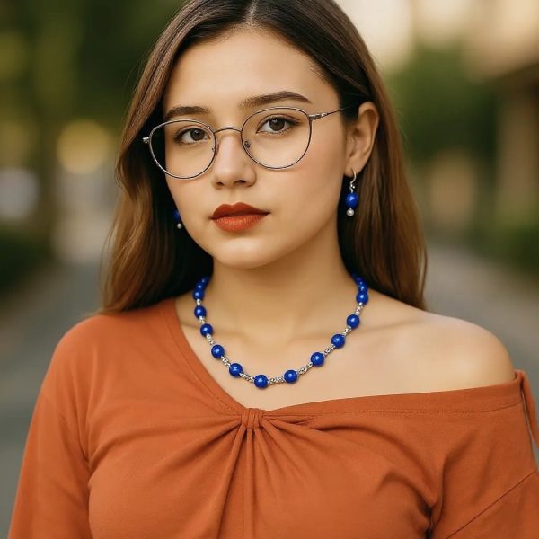 Lapis Lazuli Crystal Necklace & Earring Set