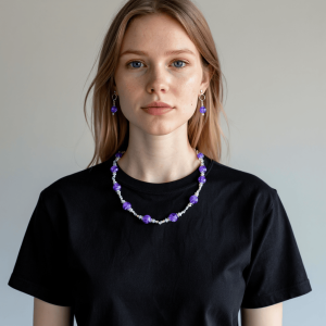 Amethyst Crystal Necklace & Earring Set - Image 4